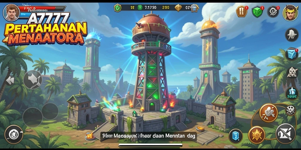 Screenshot utama A7777 menampilkan aksi seru dalam permainan Tower Defense.