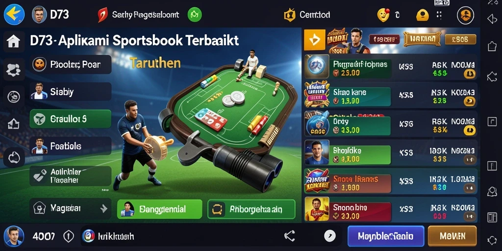 Tampilan antarmuka D73 yang menarik dalam mode taruhan olahraga.