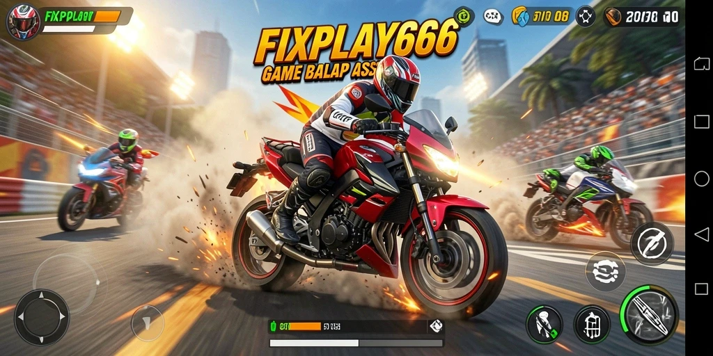 Screenshot FIXPLAY666 menampilkan balapan motor seru dan penuh aksi.