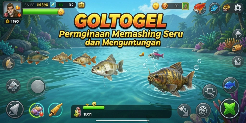 Screenshot gameplay GOLTOGEL menampilkan suasana memancing yang mendebarkan.