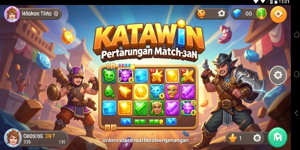 Tampilan gameplay KATAWIN dengan aksi Match-3 yang seru.