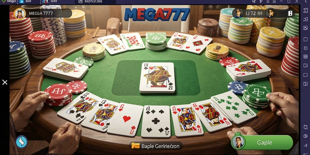Tampilan gameplay Gaple yang seru dan interaktif di MEGA777.