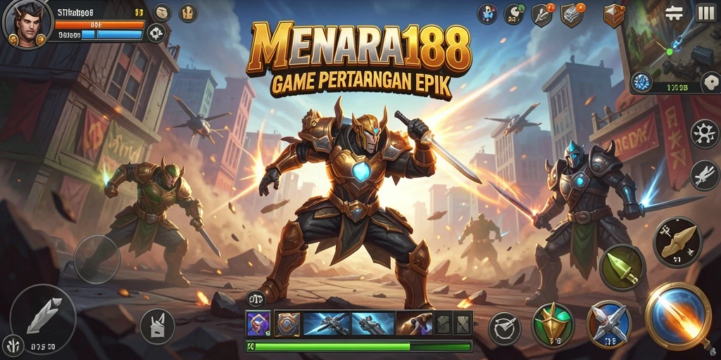 Screenshot gameplay yang menunjukkan strategi dan pertempuran epik.