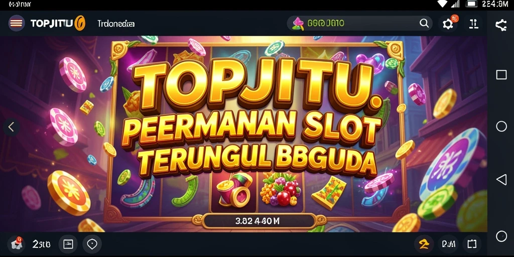 Screenshot gameplay TOPJITU menunjukkan putaran Slot yang penuh warna.